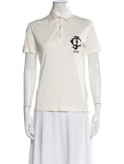 Pre-owned Just Cavalli Graphic Print Short Sleeve Polo In Neutral