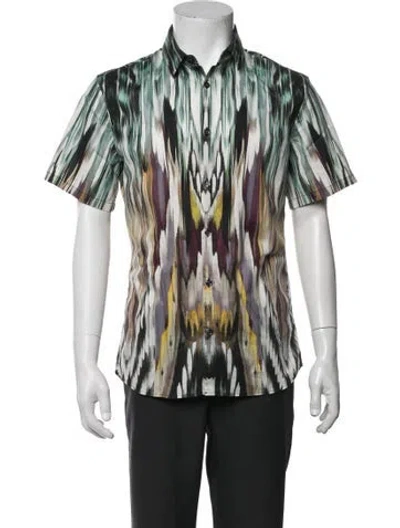 Pre-owned Just Cavalli Graphic Print Short Sleeve Shirt In Green