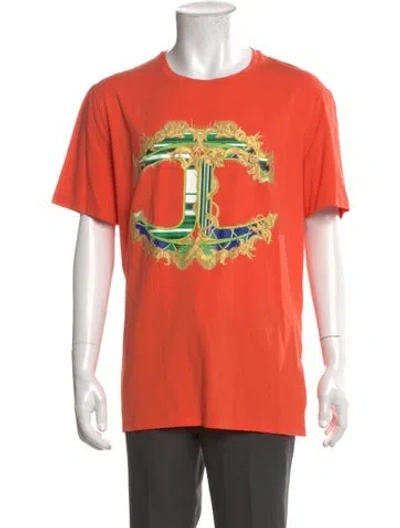 Pre-owned Just Cavalli Graphic Print Short Sleeve Shirt In Orange