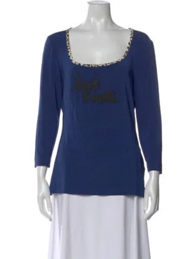 Pre-owned Just Cavalli Graphic Print Square Neckline Top In Blue