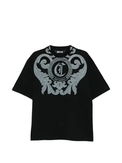Just Cavalli Graphic Print T-shirt In Black
