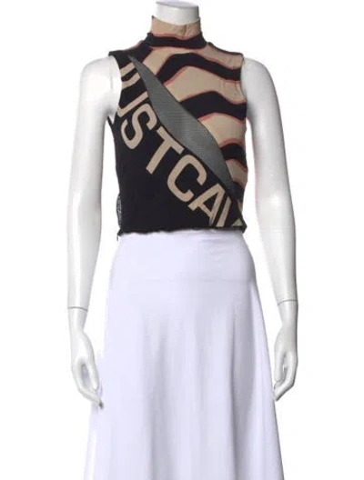 Pre-owned Just Cavalli Graphic Print Turtleneck Top In Black