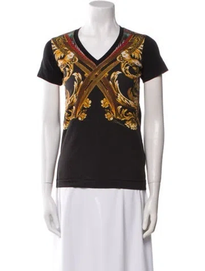 Pre-owned Just Cavalli Graphic Print V-neck T-shirt In White