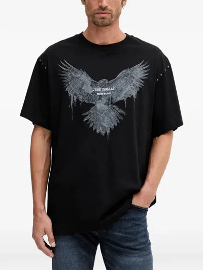 Just Cavalli Man T-shirt Black Size 3xl Cotton