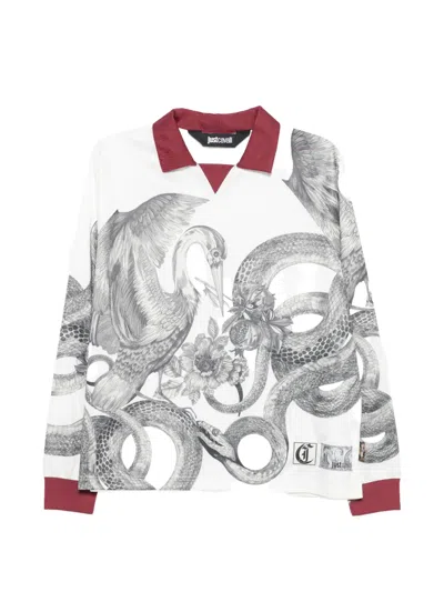 Just Cavalli Graphic-print Long-sleeve T-shirt In Gray
