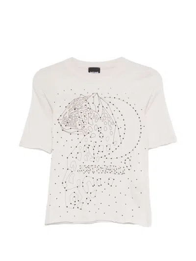 Just Cavalli Graphic-print Raw-edge T-shirt In Neutral
