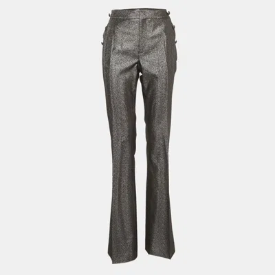Just Cavalli Grey Lurex Button Detail Trousers In Gray
