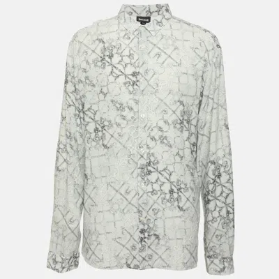 Pre-owned Just Cavalli Grey Printed Viscose Long Sleeve Shirt Xxl In Gray