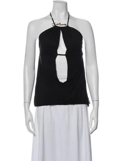 Pre-owned Just Cavalli Halterneck Sleeveless Top In Black