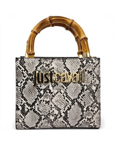 Just Cavalli Handbag Bamboo Woman White/black Leatherette Pitonata