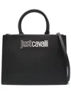 Just Cavalli Logo-lettering Faux-leather Tote Bag In Black