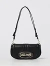 Just Cavalli Curved-flap Logo-plaque Shoulder Bag In Black