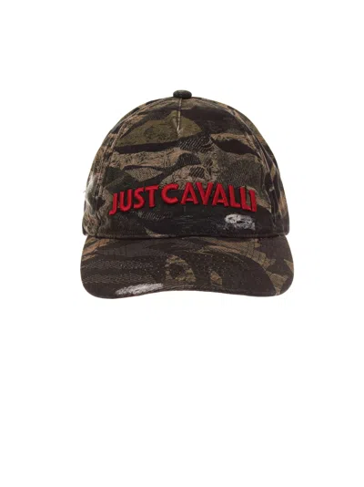 Just Cavalli Camouflage-print Baseball Cap In Brown