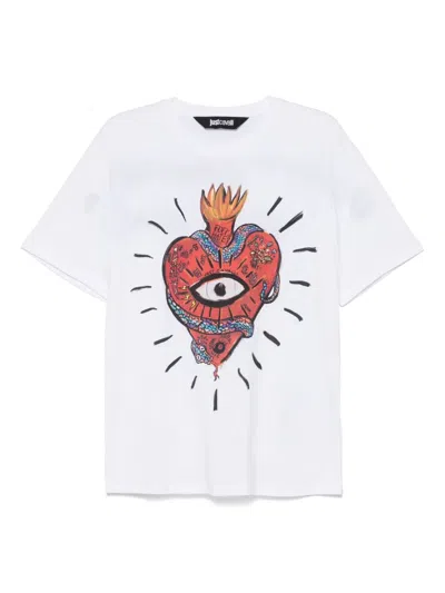 Just Cavalli Heart And Snake T-shirt In White