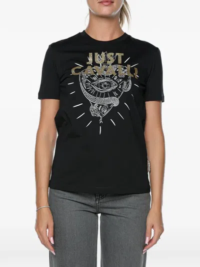 Just Cavalli Heart Tatoo T-shirt In Black