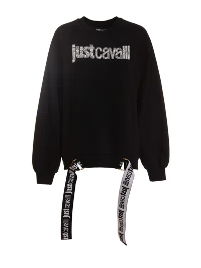 Just Cavalli Sweatshirt Mit Logo-print In Black