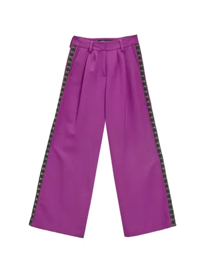 Just Cavalli Hook-detail Wide-leg Trousers In Purple