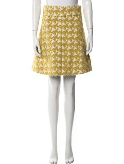 Pre-owned Just Cavalli Houndstooth Print Mini Skirt In Yellow