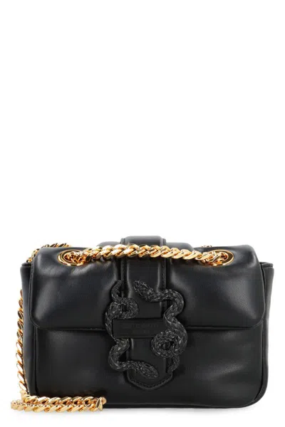 Just Cavalli Iconic Snake Puffy Crossbody Bag In Black