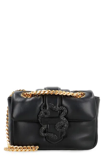 Just Cavalli Iconic Snake Puffy Crossbody Bag In Black