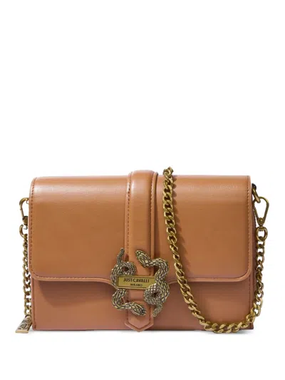 Just Cavalli Iconic Snakes Chain Mini Bag In Brown