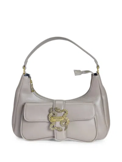 Just Cavalli Iconic Snakes Shoulder Bag In Gray