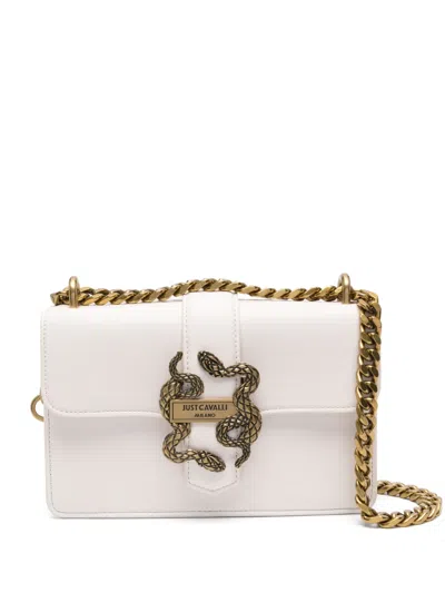 Just Cavalli Iconic Snakes Shoulder Bag In Weiss