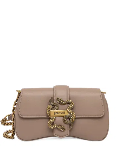 Just Cavalli Iconic Snakes Snake-plaque Crossbody Bag In Brown