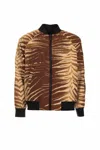 Just Cavalli Patterned Zip-up Jacket In Brown