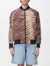 Just Cavalli Patterned Zip-up Jacket In Brown