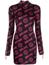 Just Cavalli Jacquard Logo-motif Mini Dress In Black