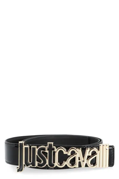 Just Cavalli Jc Patent Leather Belt In Black