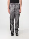 Just Cavalli Pants With Logo Print And Side Stripes In Gray