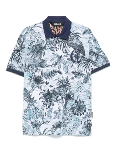 Just Cavalli Jungle Polo Shirt In White