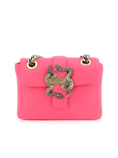 Just Cavalli Just Caval Logo Plaque Shoulder Bag In Pink