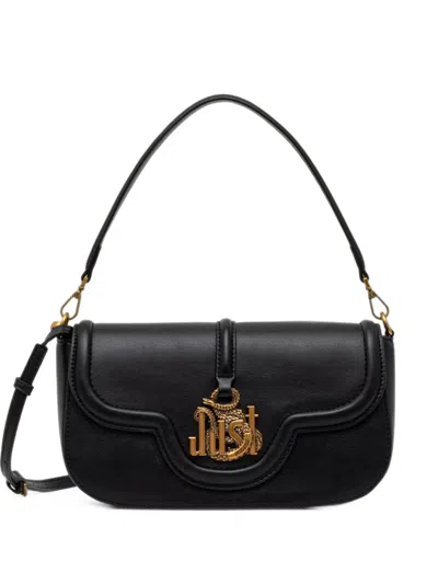 Just Cavalli Just Snake Logo-plaque Shoulder Bag In Black