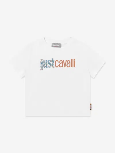 Just Cavalli Kids Benal Logo T-shirt In White