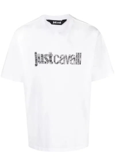 Just Cavalli Logo-print Cotton T-shirt In Bianco