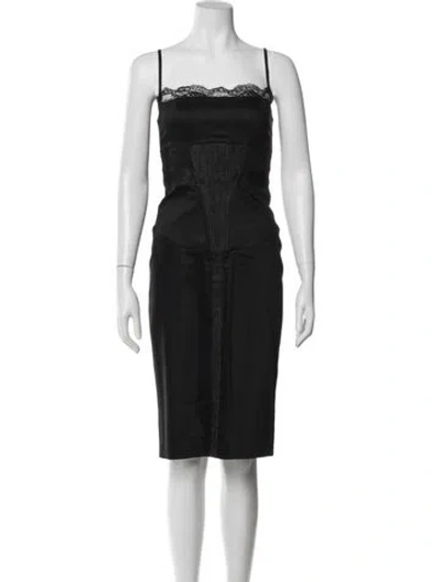 Pre-owned Just Cavalli Lace Pattern Knee-length Dress In Black
