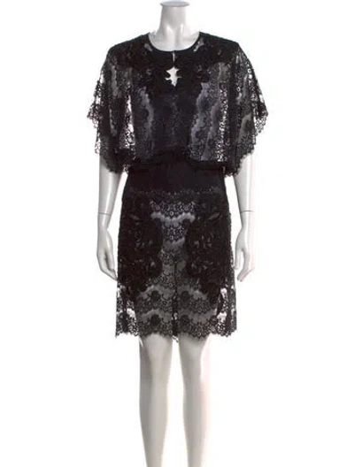Pre-owned Just Cavalli Lace Pattern Mini Dress In Black
