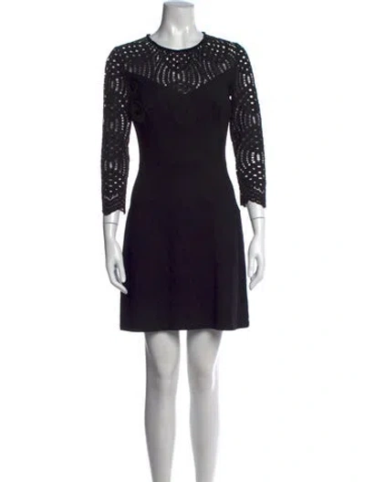 Pre-owned Just Cavalli Lace Pattern Mini Dress In Black