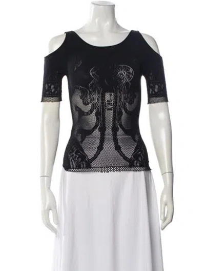 Pre-owned Just Cavalli Lace Pattern Off-the-shoulder Top In Multi