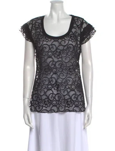 Pre-owned Just Cavalli Lace Pattern Scoop Neck Blouse In Black