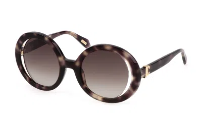 Just Cavalli Ladies Brown Round Sunglasses Sjc028-5107ux In ["brown"]
