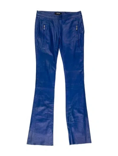 Pre-owned Just Cavalli Lamb Leather Flared Pants In Blue