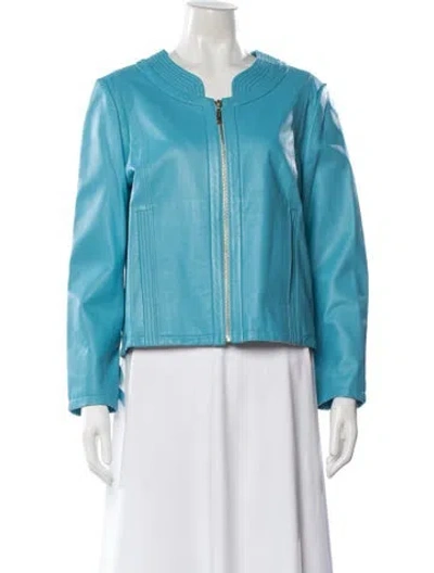 Pre-owned Just Cavalli Lamb Leather Jacket In Blue