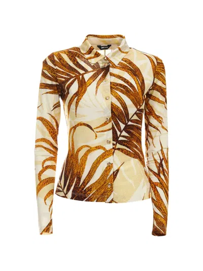 Just Cavalli Leaf-print Shirt In Multi