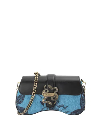 Just Cavalli Leather Bag In Blue