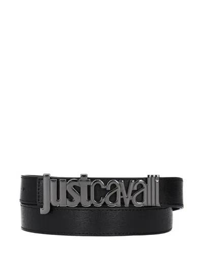 Just Cavalli Leather Belt In Black