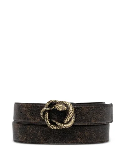 Just Cavalli Leather Belt In Black
